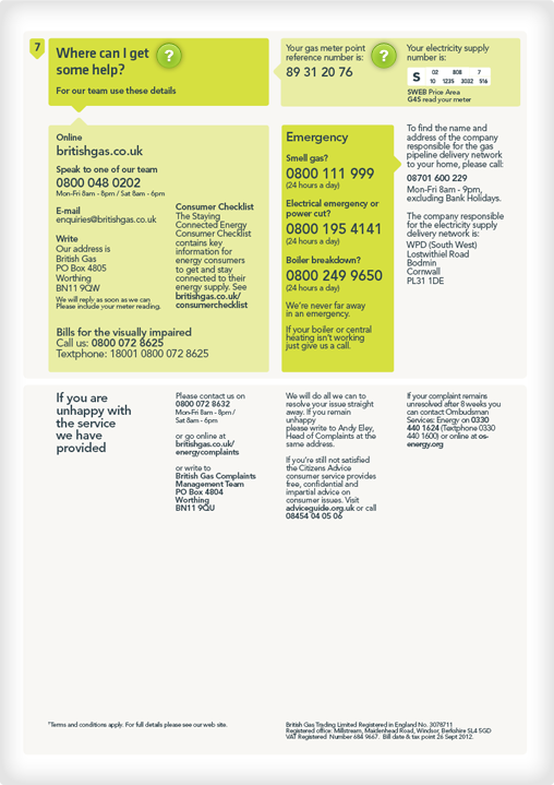 Understanding your bill British Gas