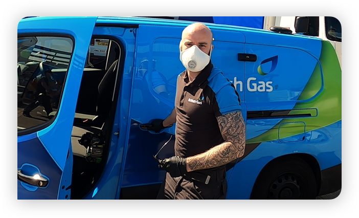 British Gas engineer and British Gas van