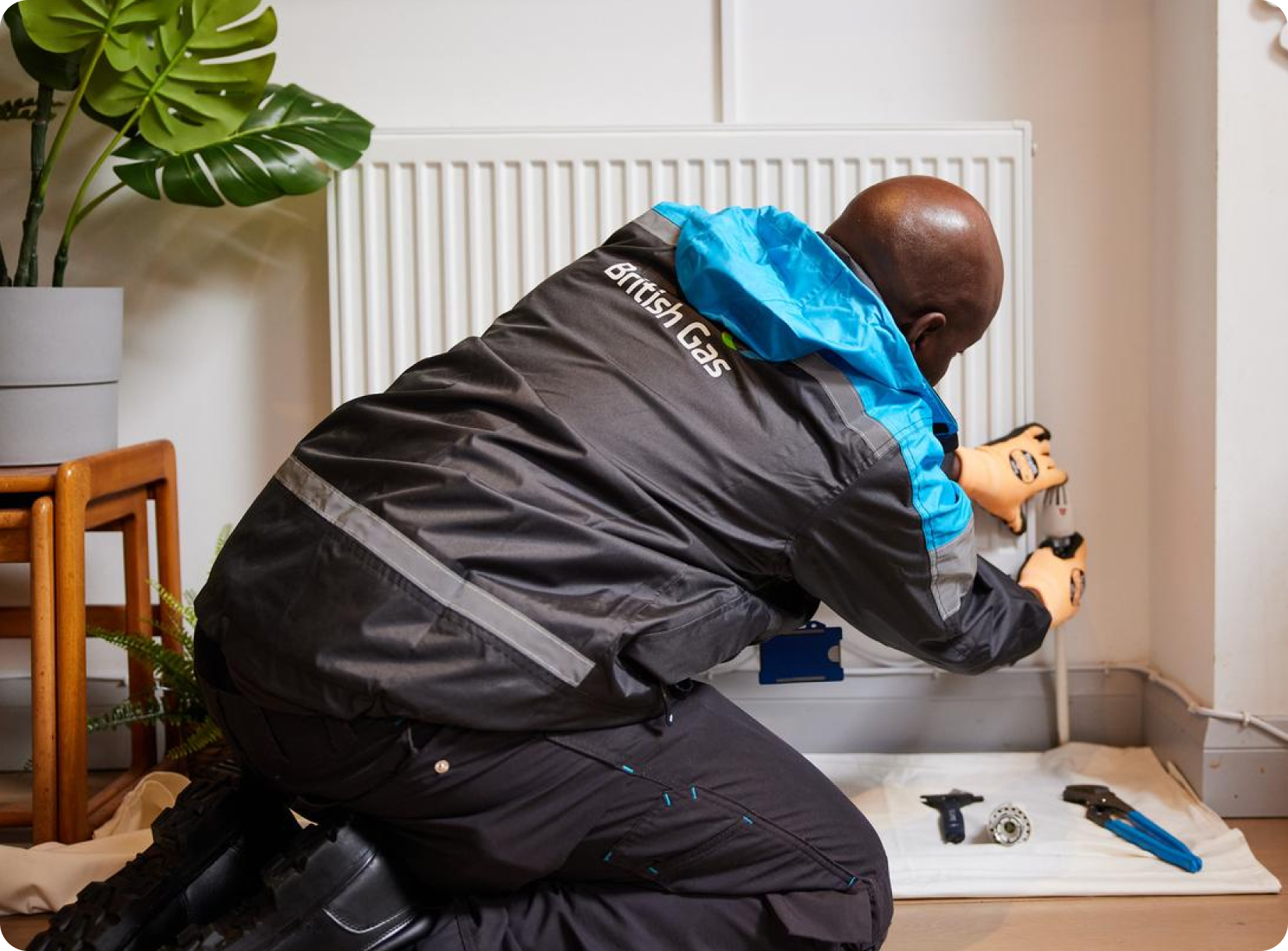 Engineer working on radiator