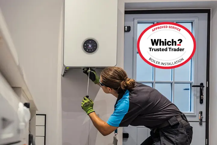 British Gas Engineer installing a boiler