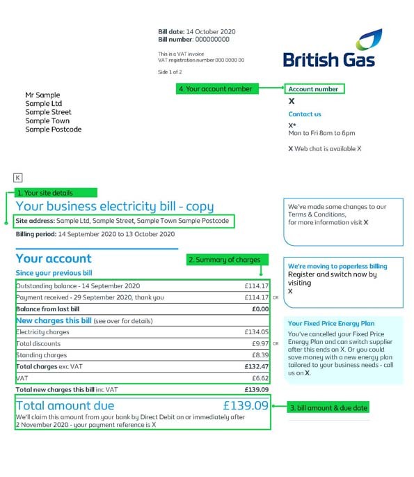 Understanding my business bill Help and support British Gas business